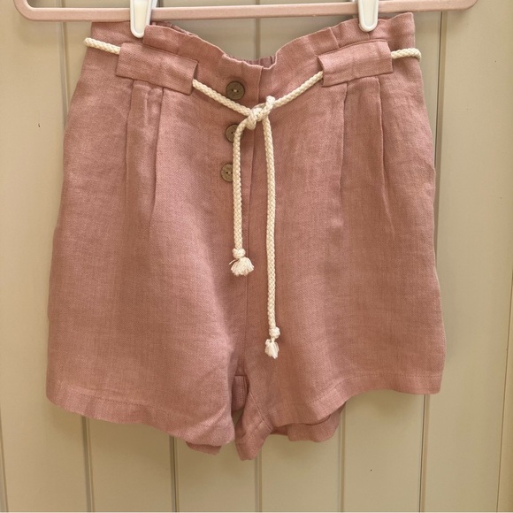 Charlie B 100% linen women's shorts nougat NWT rope belt, loose, sz 2, pull on - Picture 1 of 8